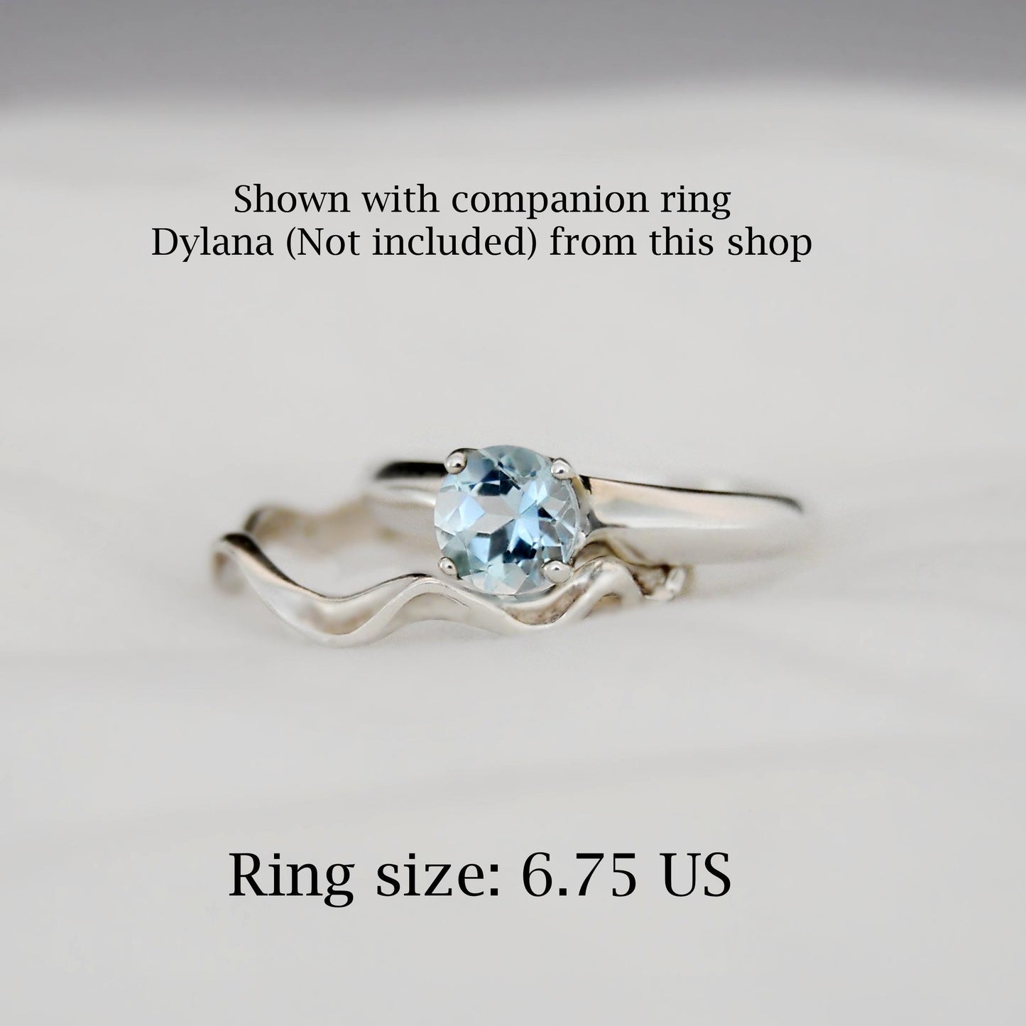 Azora - Beautiful Sky Blue Topaz Gemstone Ring Set in Solid Easy Care Argentium Silver, FREE SHIPPING US.
