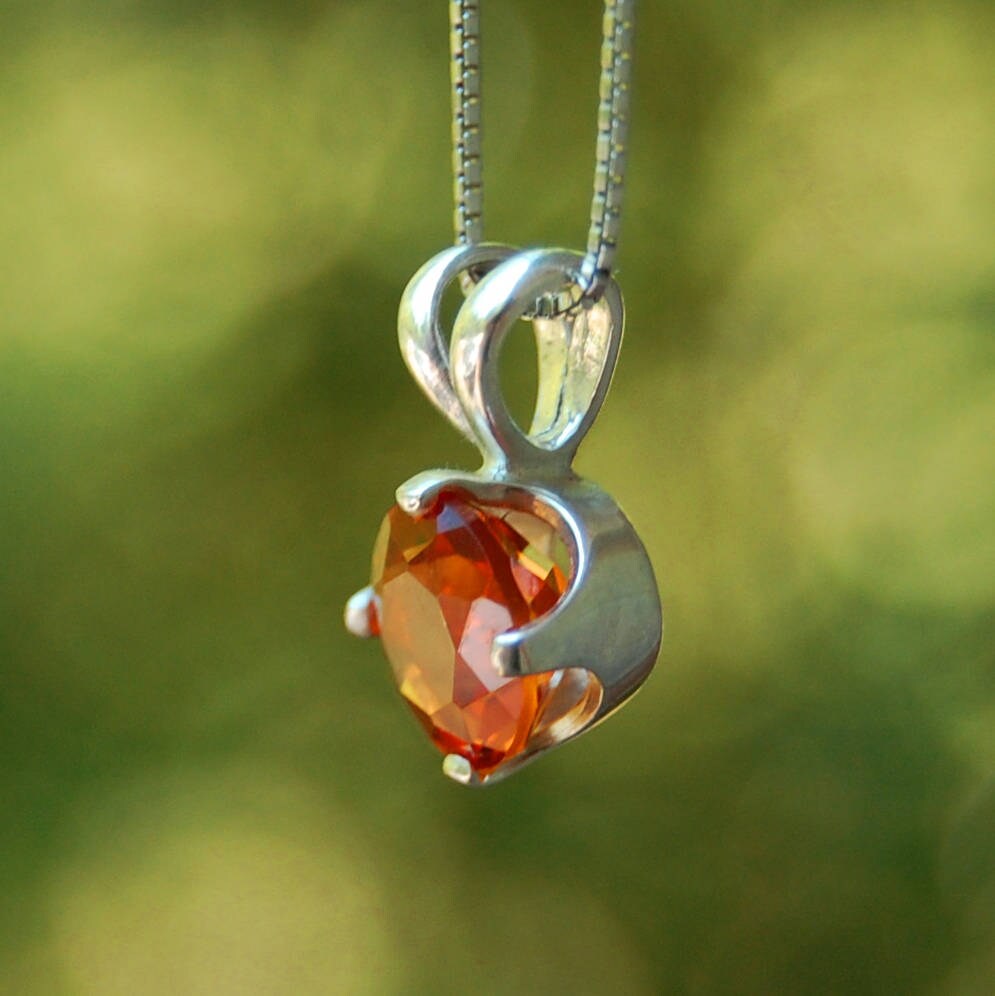 Autumn - Citrine Pendant Necklace, November Birthstone, Argentium® Silver