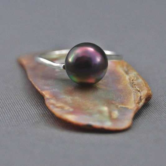 Lela - Pearl Ring Features a Freshwater Pearl Set in Sterling Silver, Small Size, FREE SHIPPING US