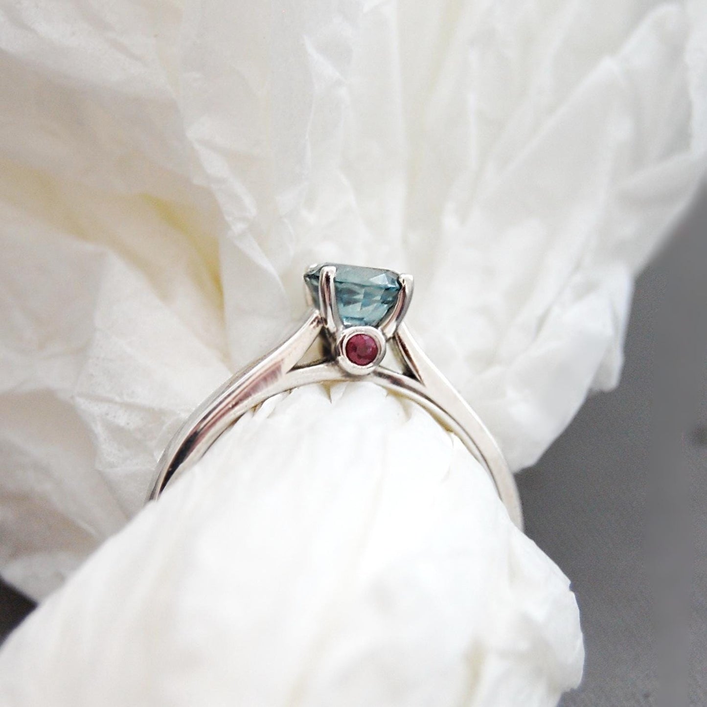 Amisha - Sapphire & Ruby Engagement Ring, Custom Order, Diamond Alternative, FREE SHIPPING US