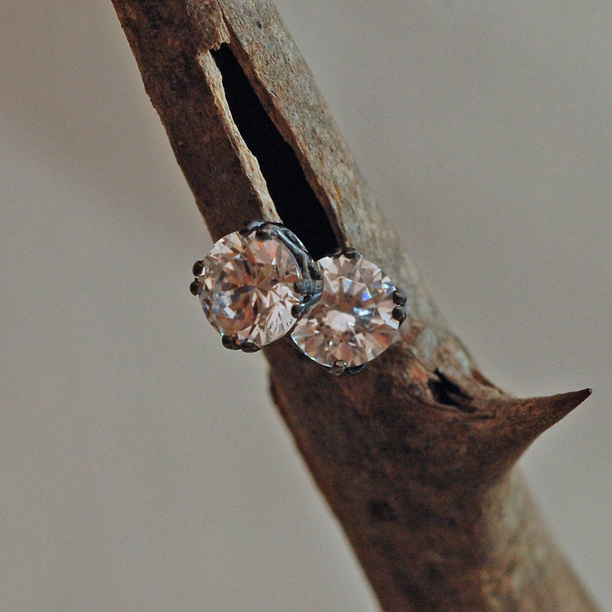 Athena - CZ Black Rhodium Plated Sterling Silver Stud Earrings. Free Shipping within US.