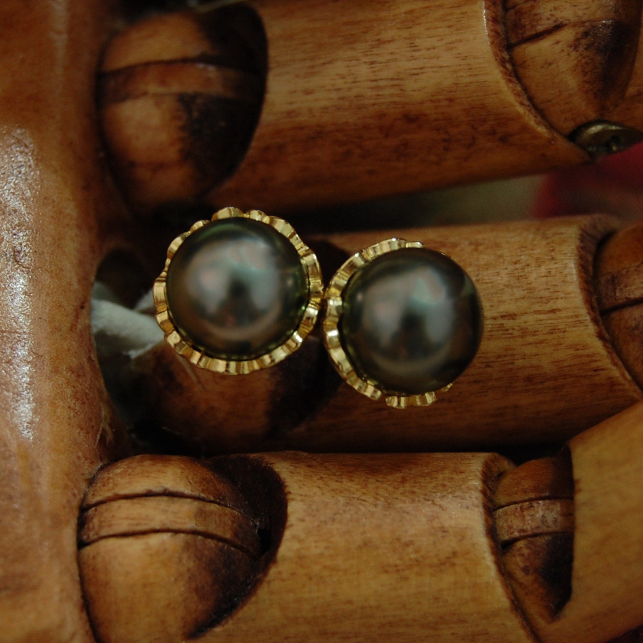 Trista - Tahitian Keshi Pearl Stud Earrings, 14k Gold, FREE SHIPPING US