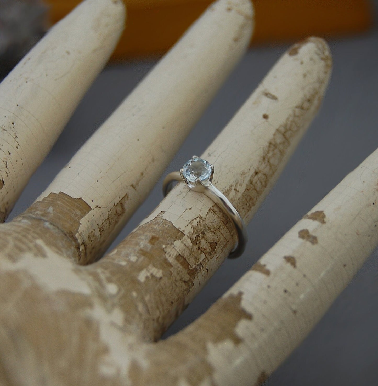 Talise - Aquamarine Engagement or Stacking Ring, Diamond Alternative Engagement Ring, Argentium® Silver, FREE SHIP US