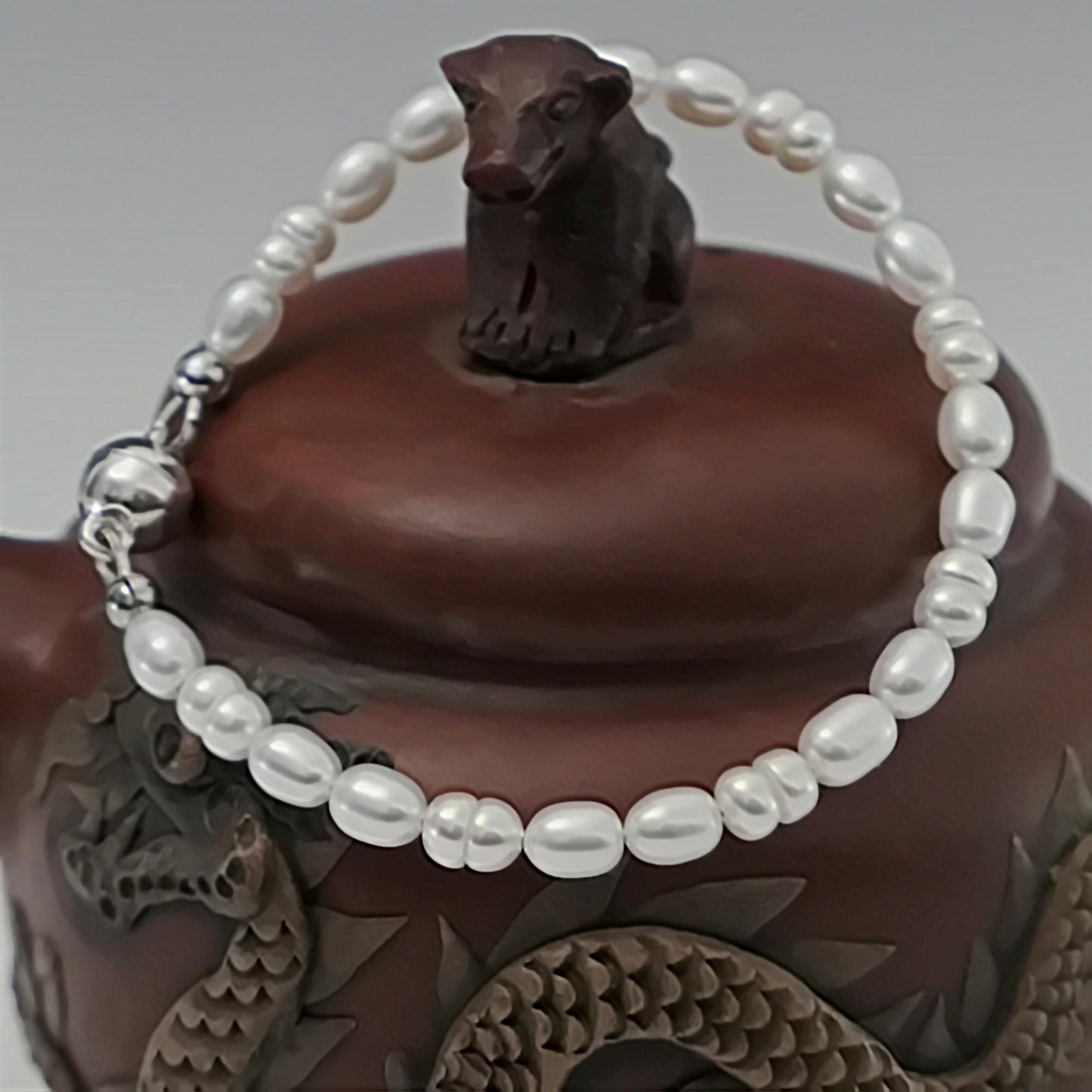 Thea - Beautiful White Freshwater Pearl Bracelet with Sterling Silver Magnetic Clasp. FREE SHIPPING US.