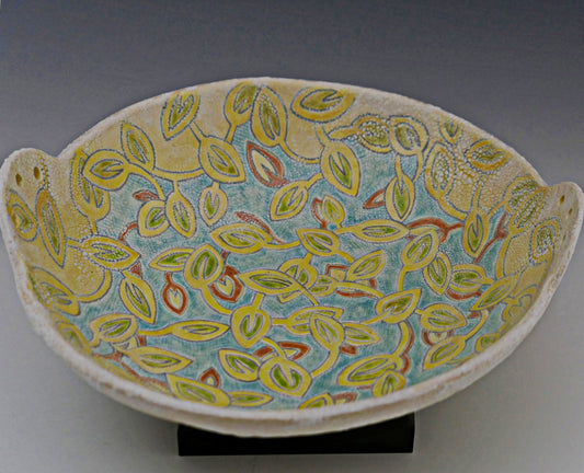 Snow Crust - Hand Painted Decorative Ceramic Bowl - Medium Size - Free Shipping in the US.