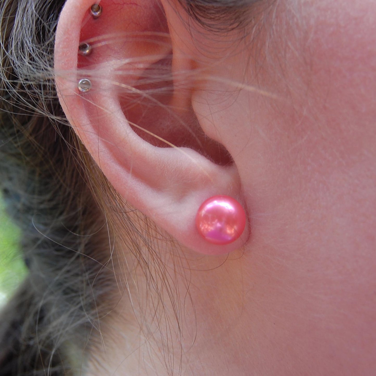 Aurelia - Pearl Stud Earrings, One of a Kind, Set in Solid 14kt Gold, FREE SHIPPING US.