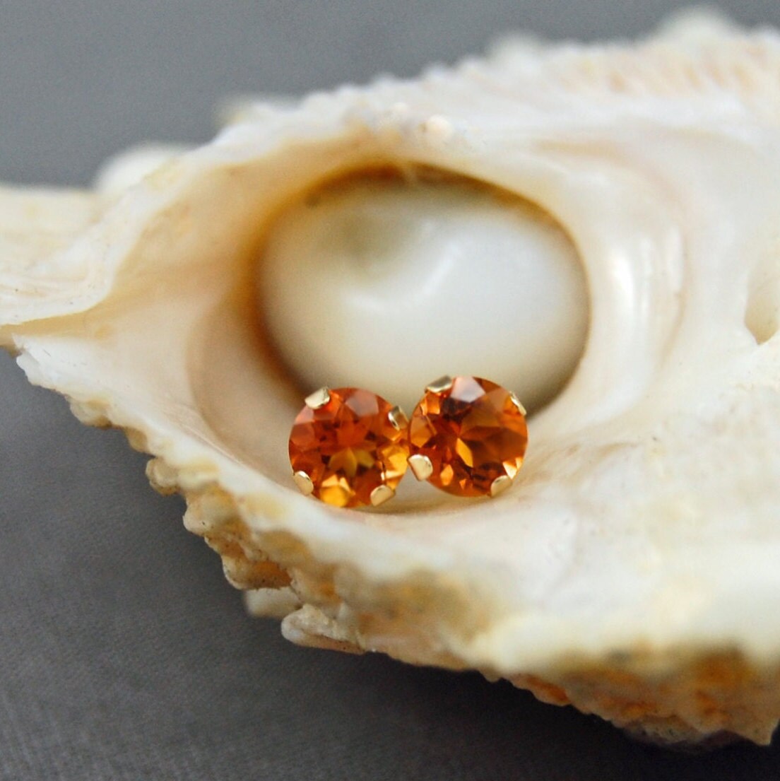 Marni - Citrine Mini Stud Earrings, 14k Yellow Gold