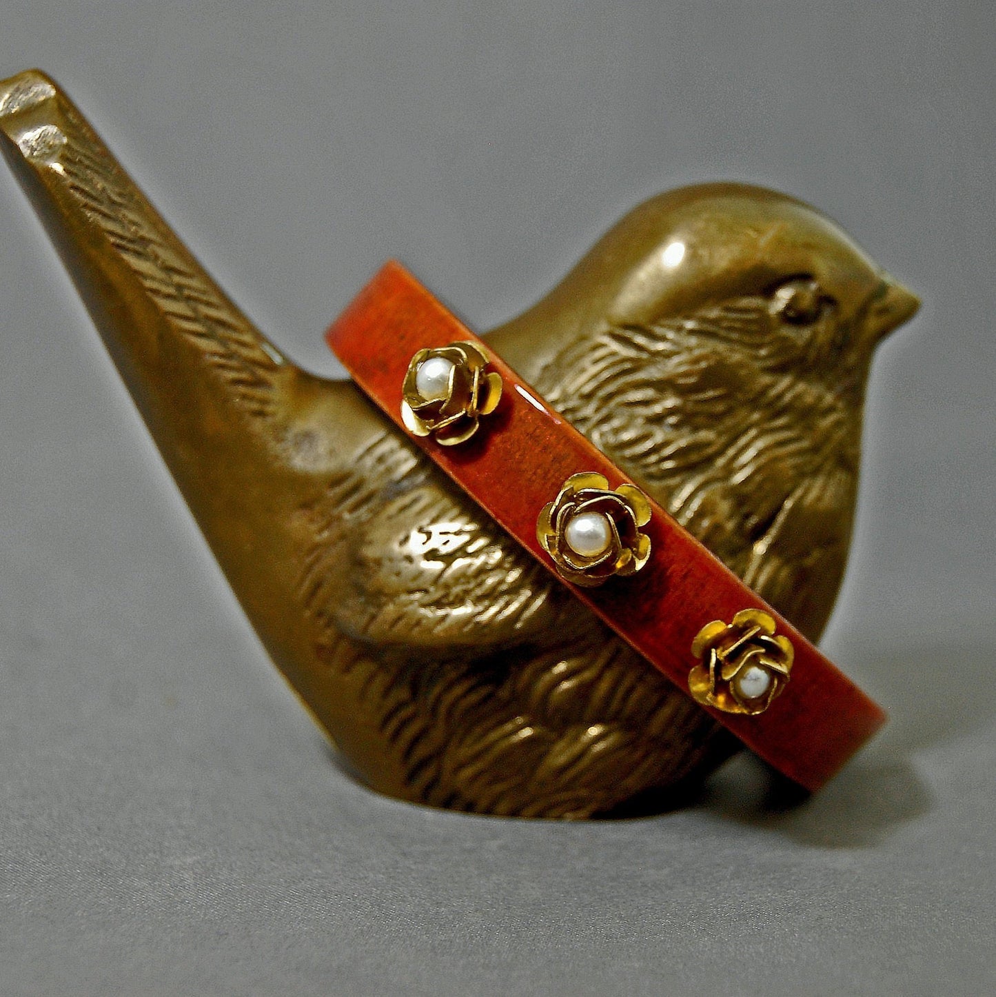 Veera - Handmade Wooden Pearl Floral Bangle, Eco-Friendly Fashion, FREE SHIP US