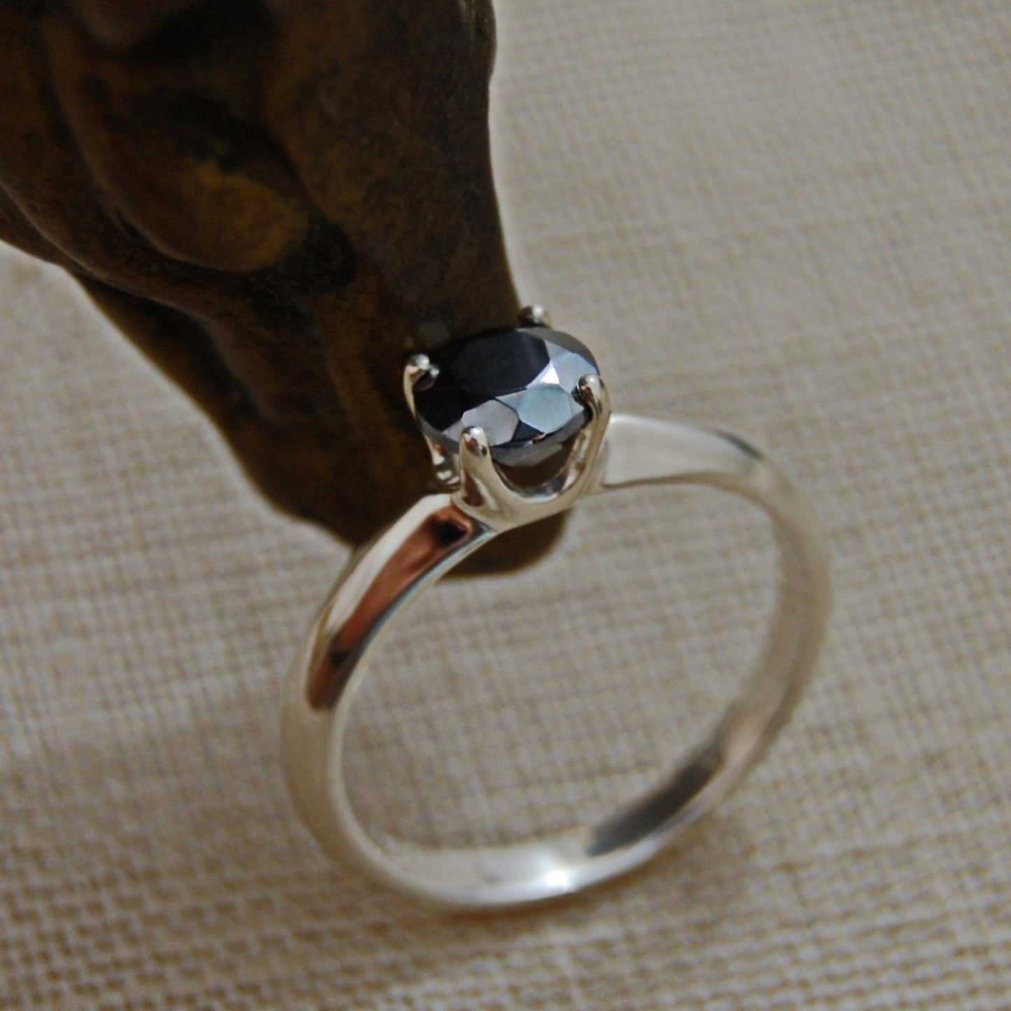 Brenna - Unique Silicon Crystal Gemstone Ring Set in Solid Argentium® Silver, Free shipping US.