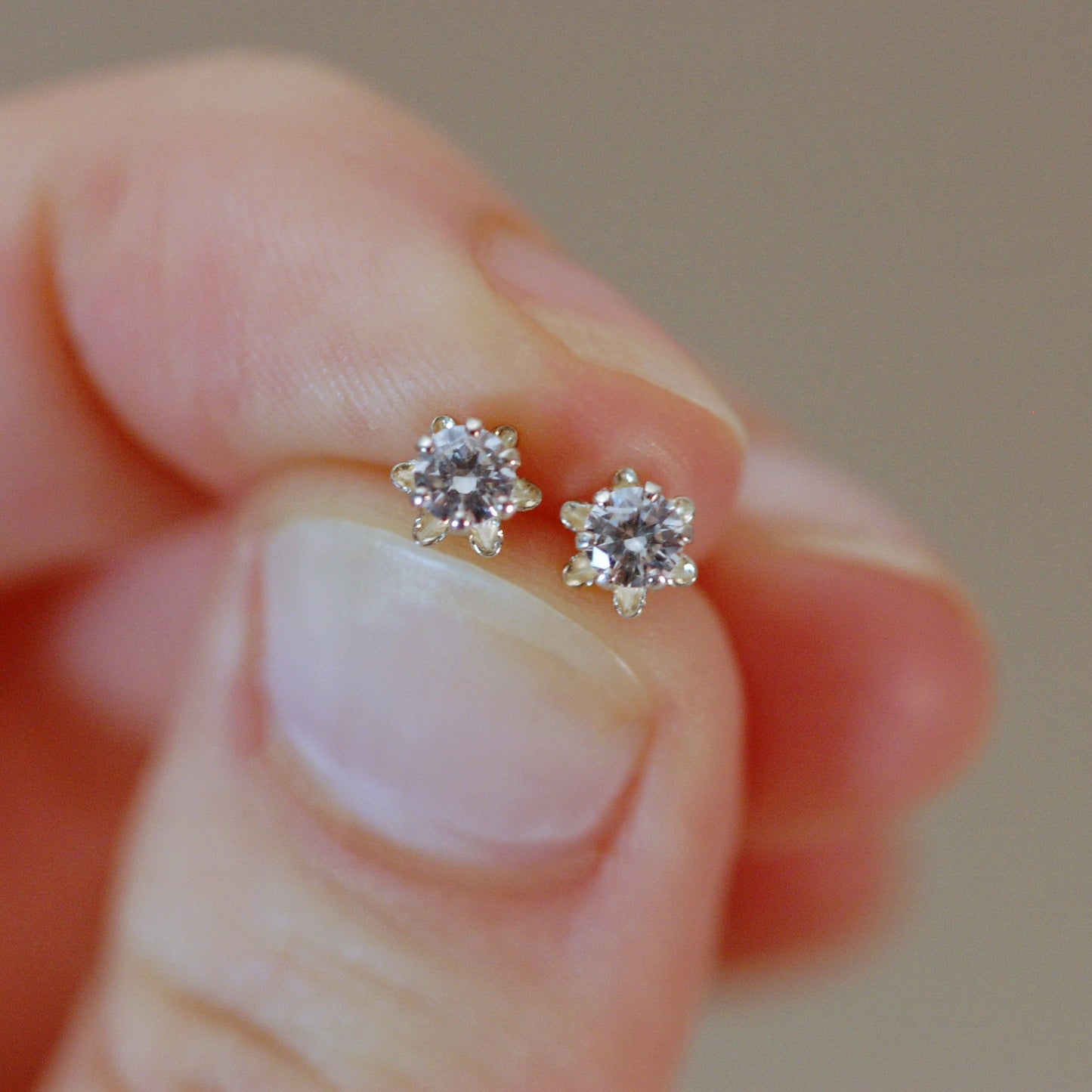 Stella - Cubic Zirconia Stud Earrings Sterling Silver, FREE SHIPPING US