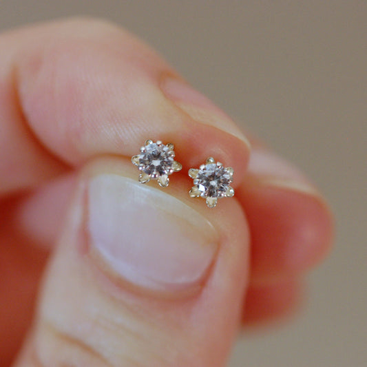 Stella - Cubic Zirconia Stud Earrings Sterling Silver, FREE SHIPPING US