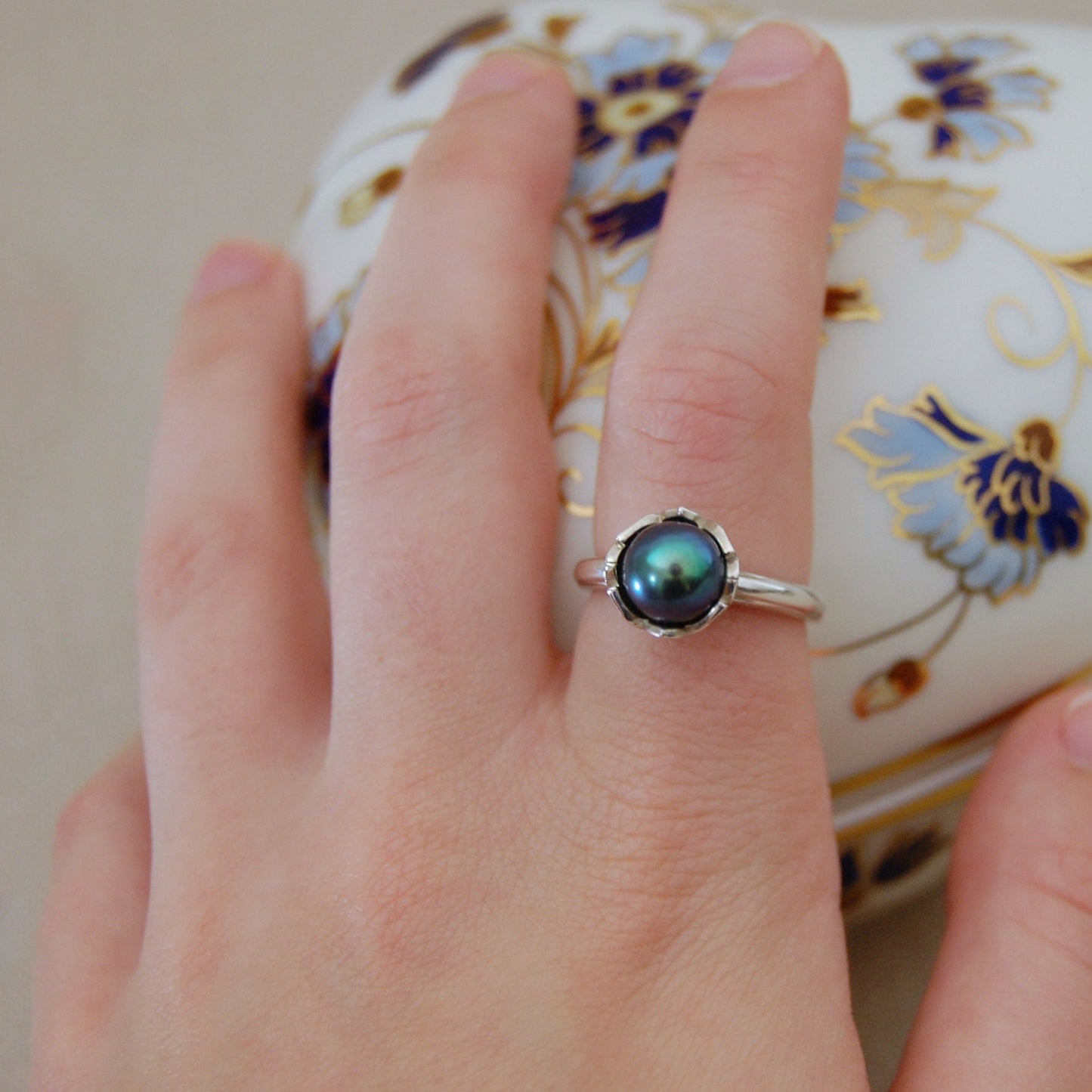 Evie - Pearl Engagement Ring, Continuum® Silver, FREE SHIPPING US