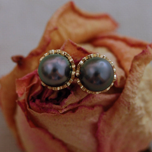 Trista - Tahitian Keshi Pearl Stud Earrings, 14k Gold, FREE SHIPPING US