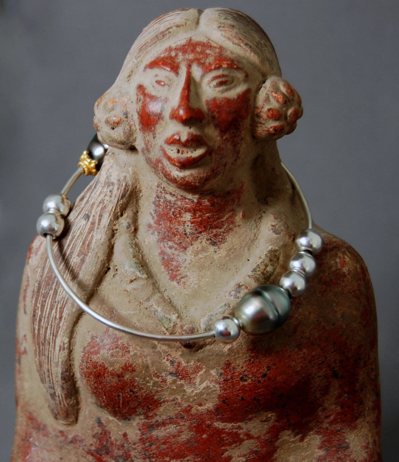 Lola - Pearl Bangle Bracelet Features Tahitian Pearls set on Argentium® Silver with Free Moving Accents, FREE SHIPPING US