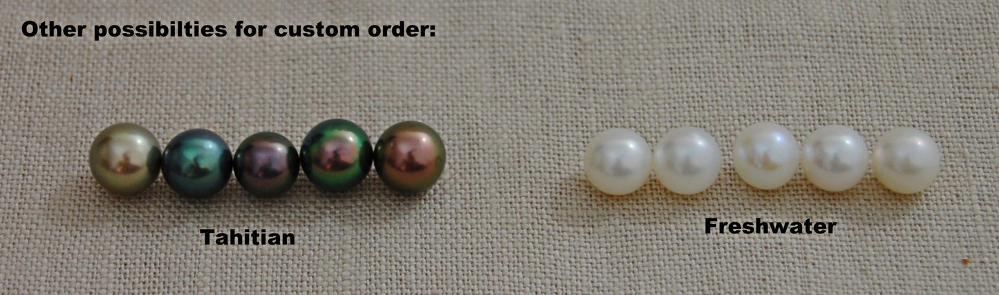 Marla - Tahitian Pearl Ring Set in Solid Sterling Silver Rhodium Plated for Ease of Care. FREE SHIP US.