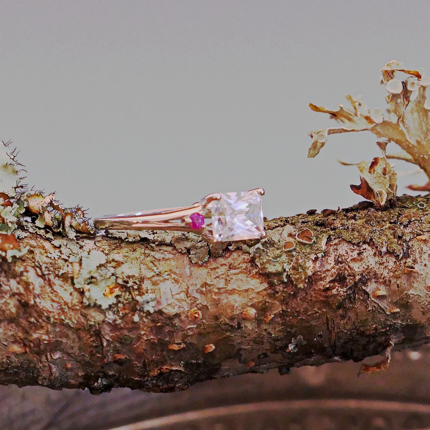 Calla - Elegant Diamond Substitute CZ, Emerald Cut Solitaire Engagement or Stacking Ring Set in Solid Sterling Silver. Free Shipping US.