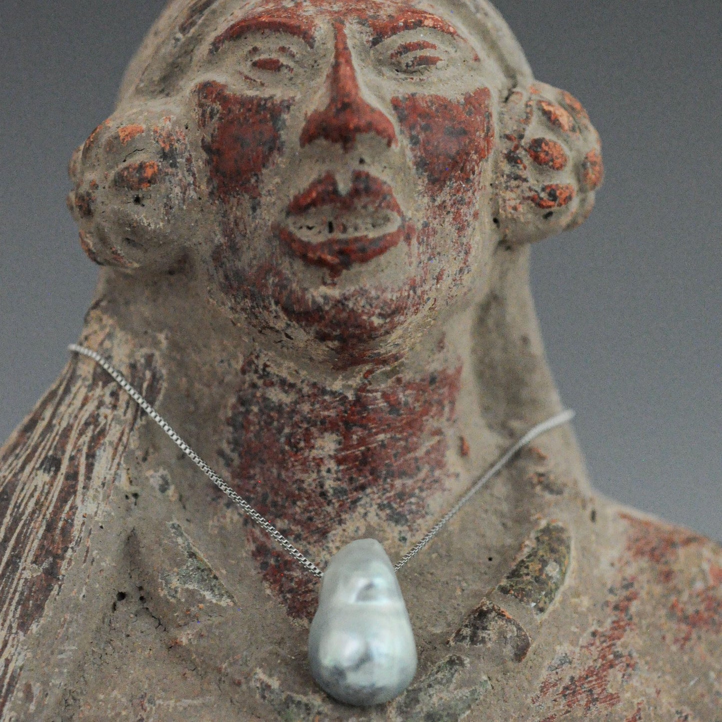 Tammy - Floating South Sea Pearl Pendant Necklace in Blue/Gray set on Solid Sterling Silver Rhodium Plated Chain for Ease of Care.