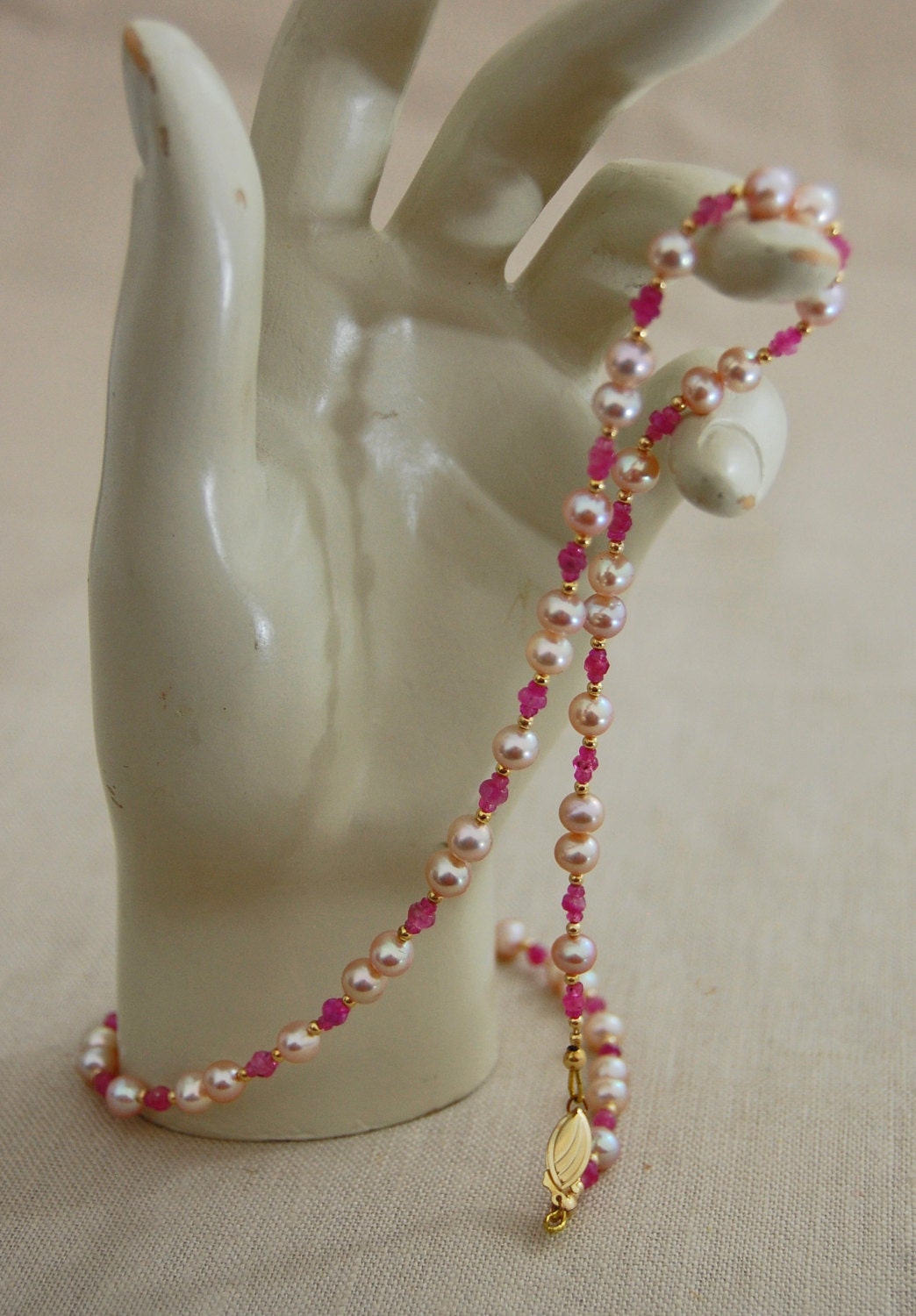 Kayla - Unique Freshwater Pearl and Sapphire Necklace with 14k Gold Accents