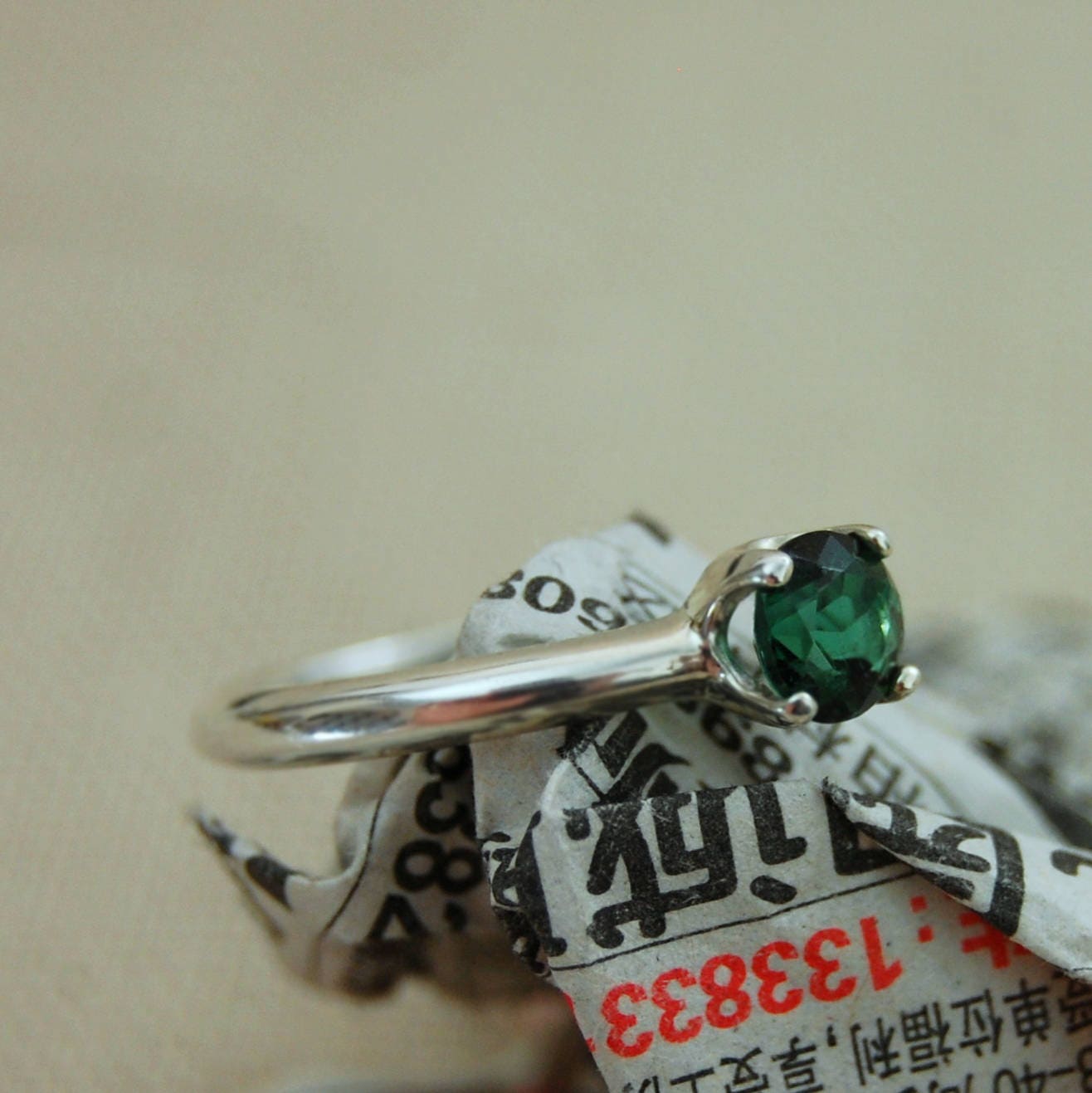 Ivy -  Unique Gemstone Engagement or Other Ring Set in Argentium® Silver, Indicolite Tourmaline, FREE SHIPPING US