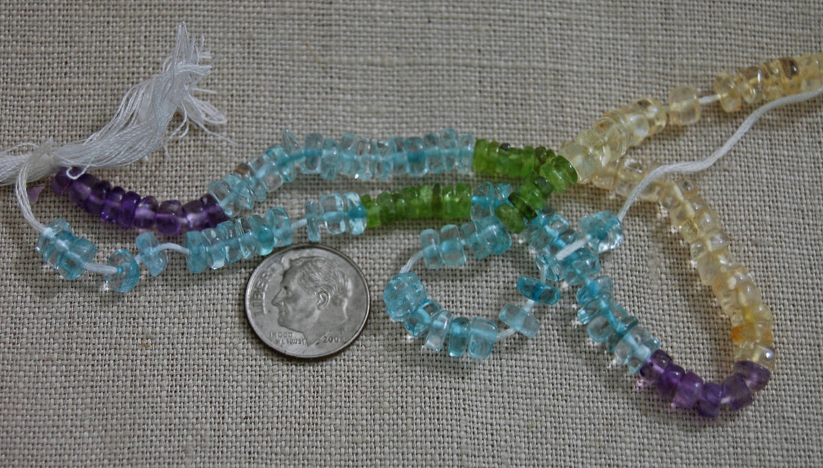 D323 - Multi-Color, Semi-Precious Wheel Shaped Beads
