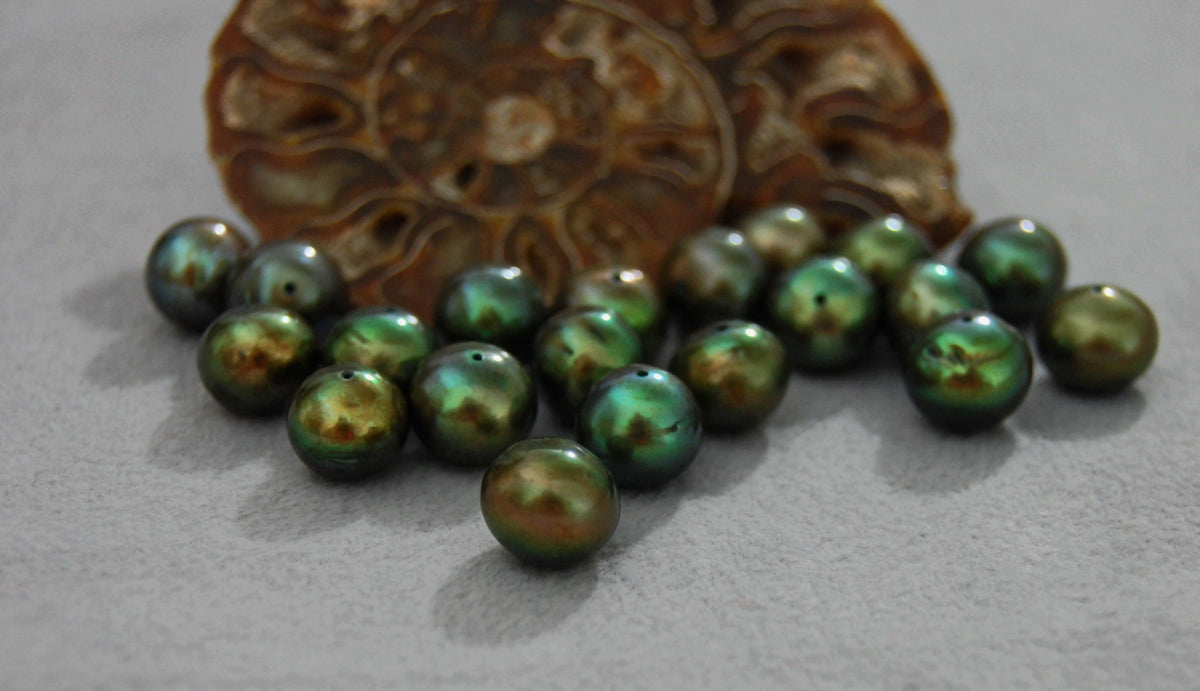 D255 - Loose Freshwater Pearls in Rare Olive Sage Color.