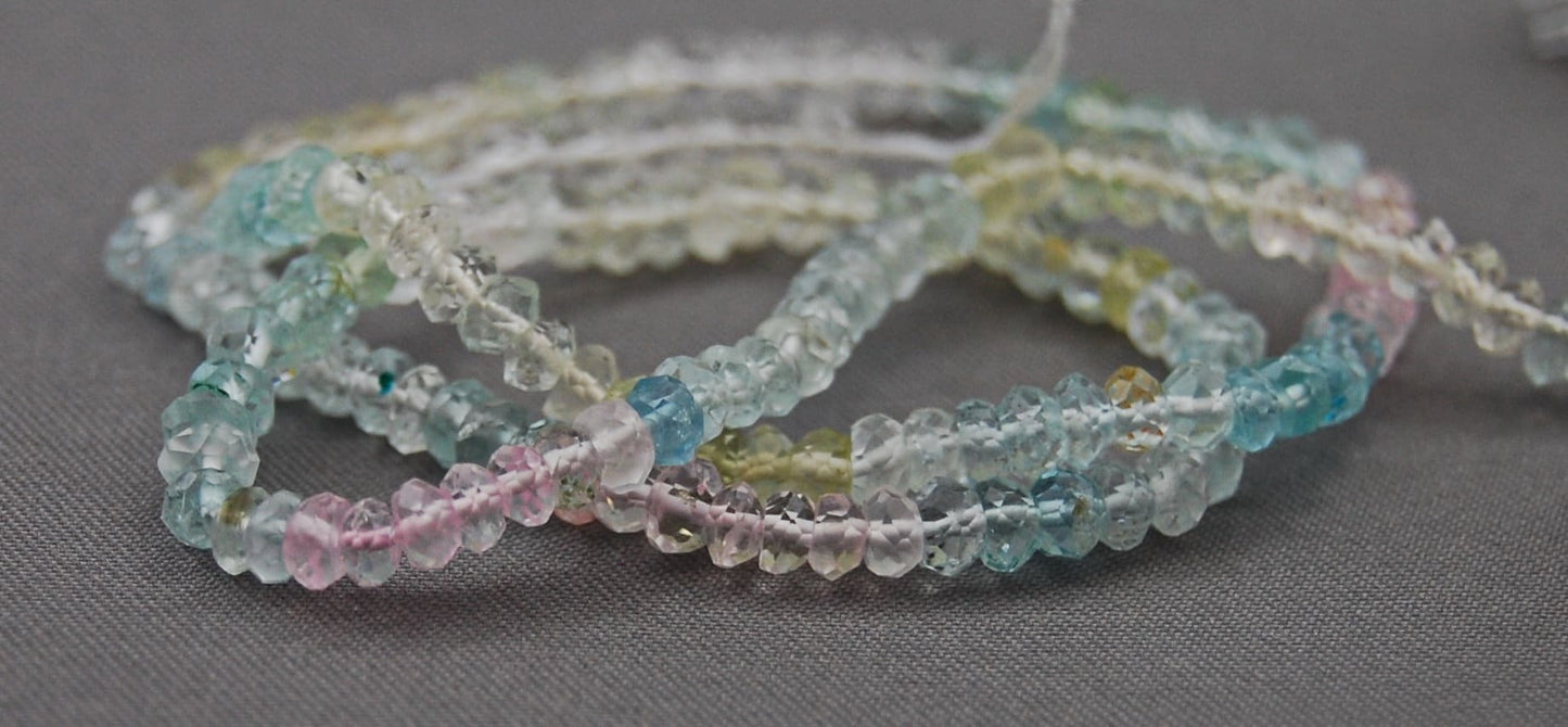 D126 - Loose Gemstone Beads, Multi-Color Aquamarine Bead Strand