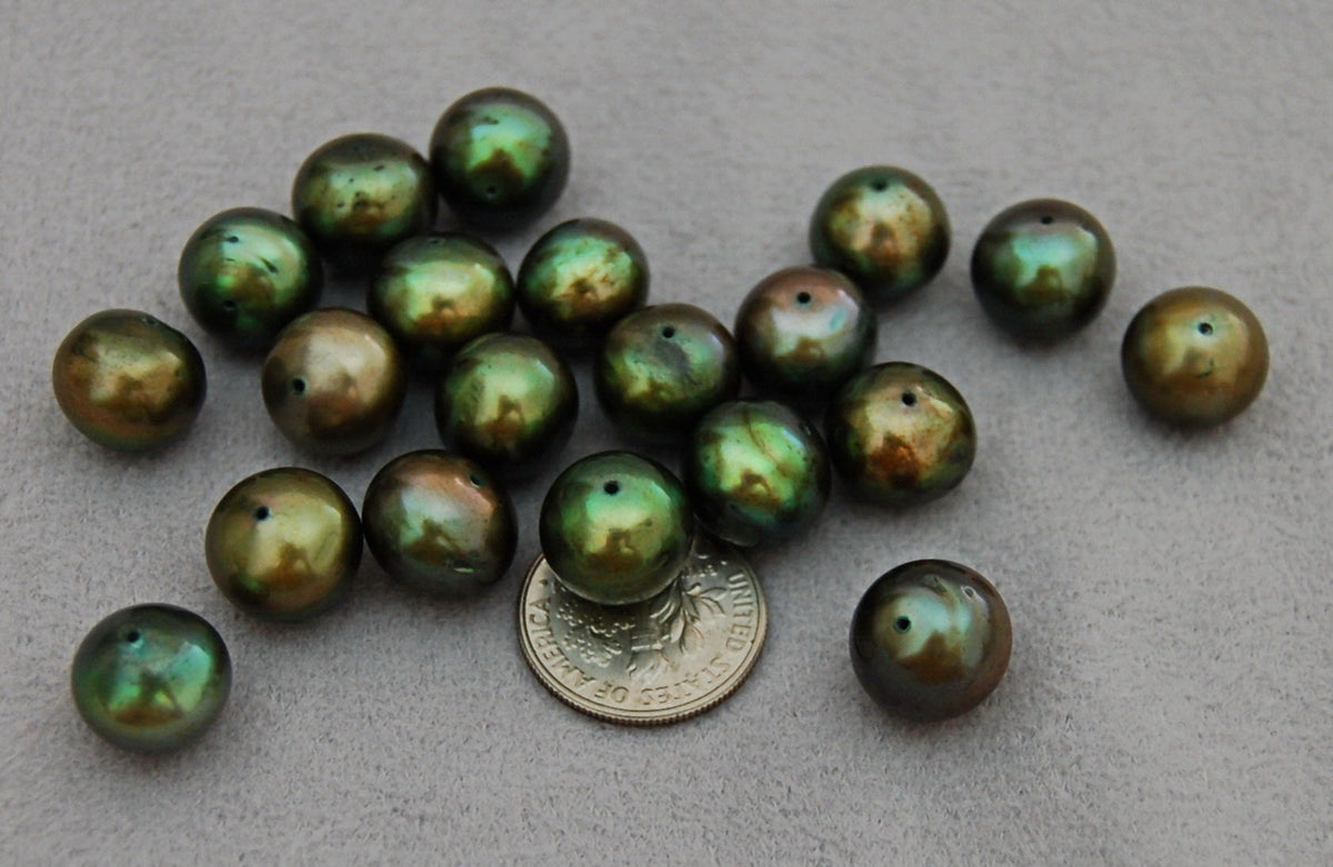 D255 - Loose Freshwater Pearls in Rare Olive Sage Color.