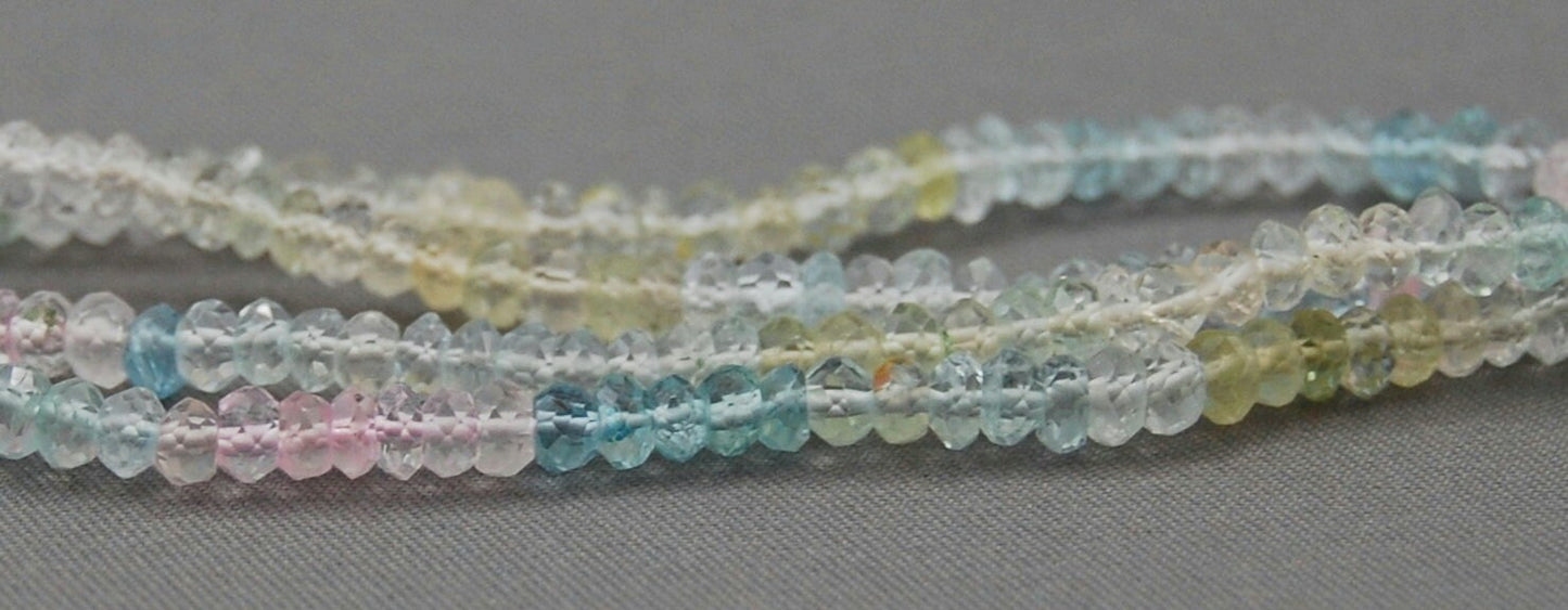D126 - Loose Gemstone Beads, Multi-Color Aquamarine Bead Strand