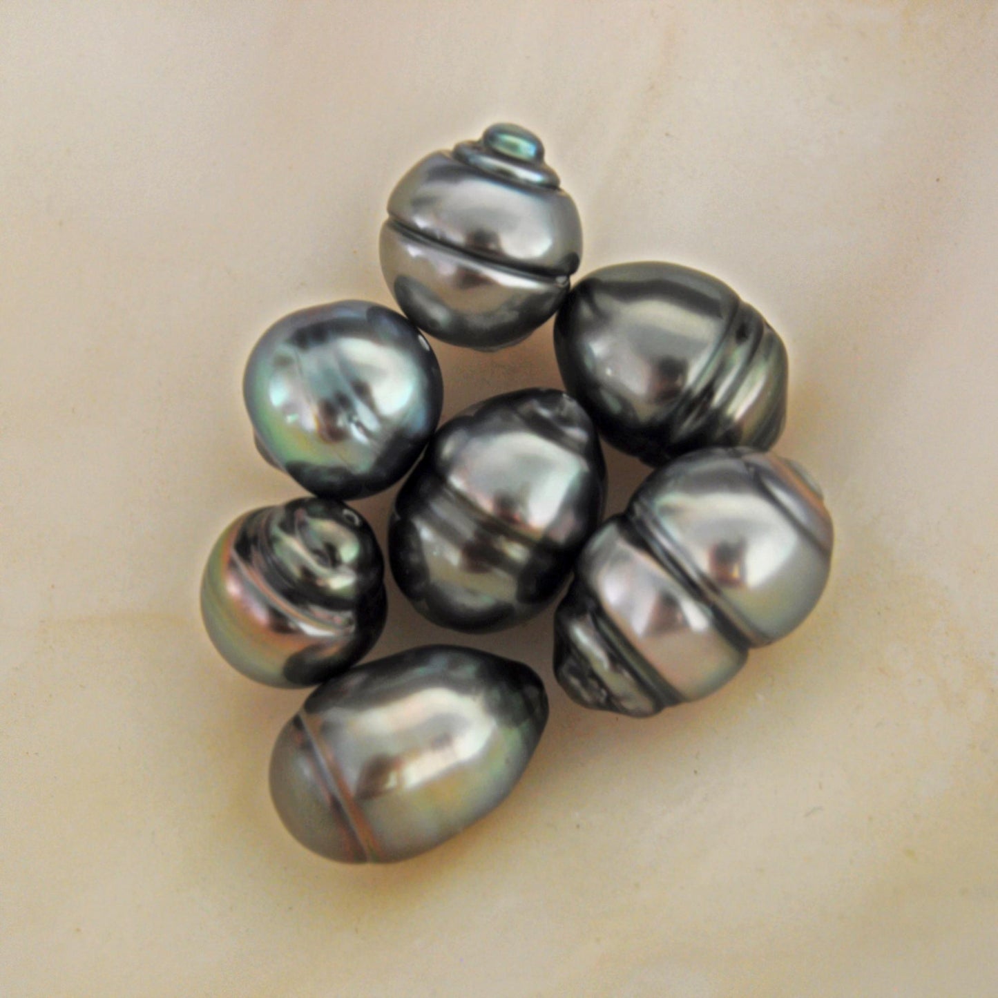D418 - Large Circlé Tahitian Pearls, Fully Drilled, Natural Color,
