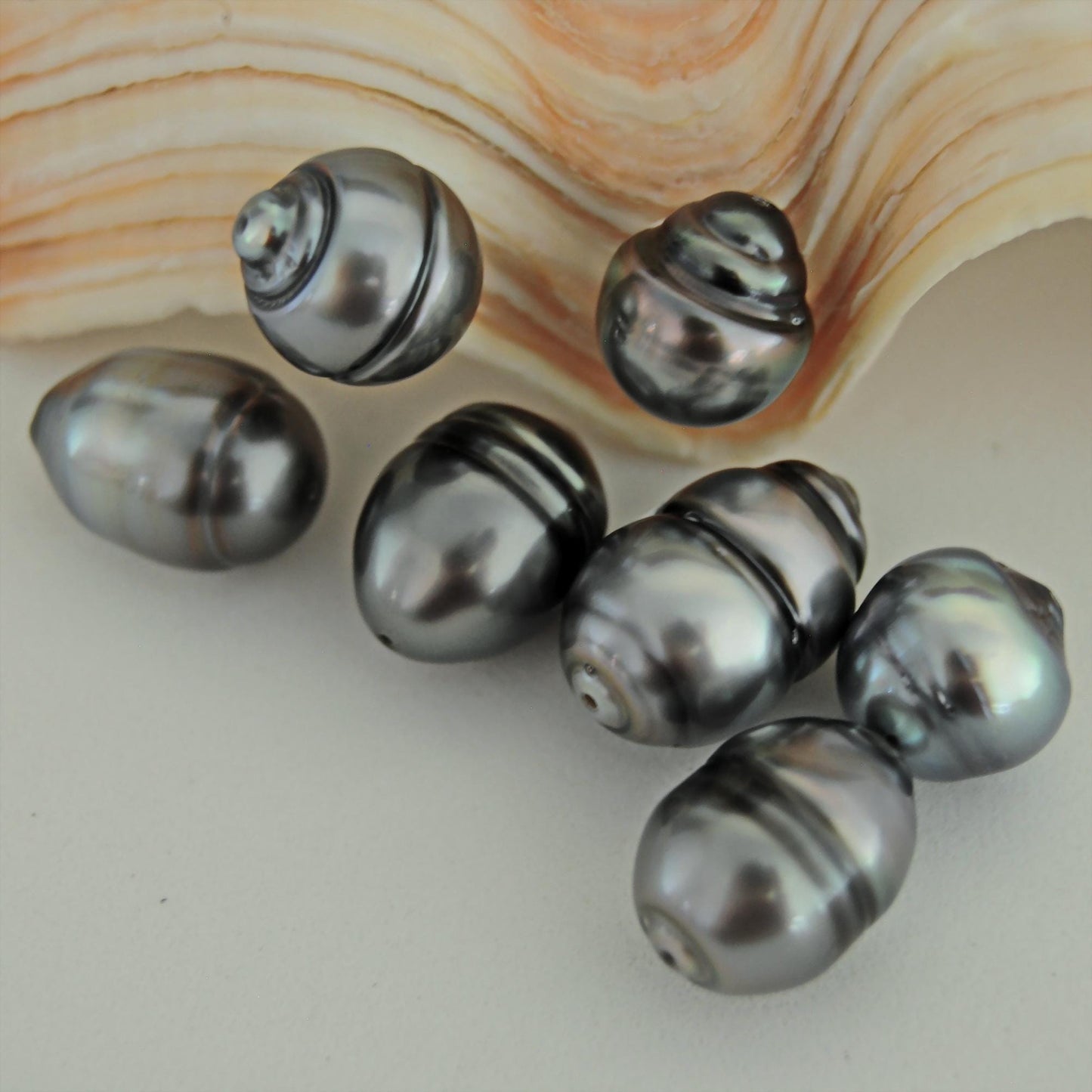 D418 - Large Circlé Tahitian Pearls, Fully Drilled, Natural Color,