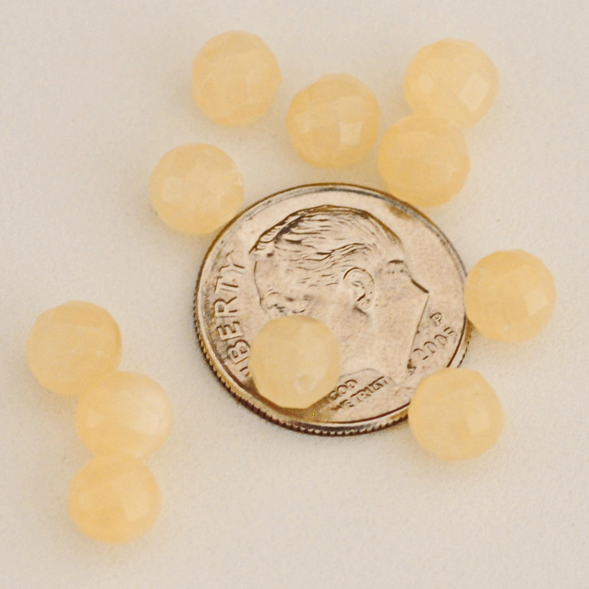 D112 -  Loose Yellow Jade 6mm Faceted Fully Drilled Beads for Jewelry Making or Beading.