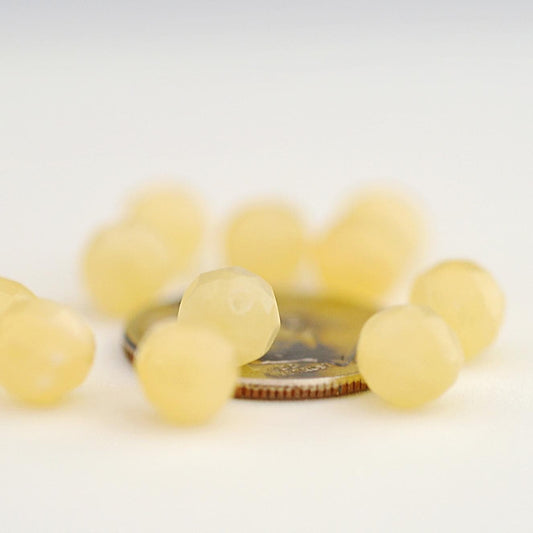 D112 -  Loose Yellow Jade 6mm Faceted Fully Drilled Beads for Jewelry Making or Beading.