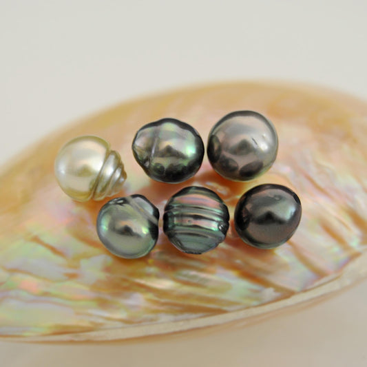 D420 - Loose Tahitian Pearls Drilled Through, High Luster with Vibrant Color.