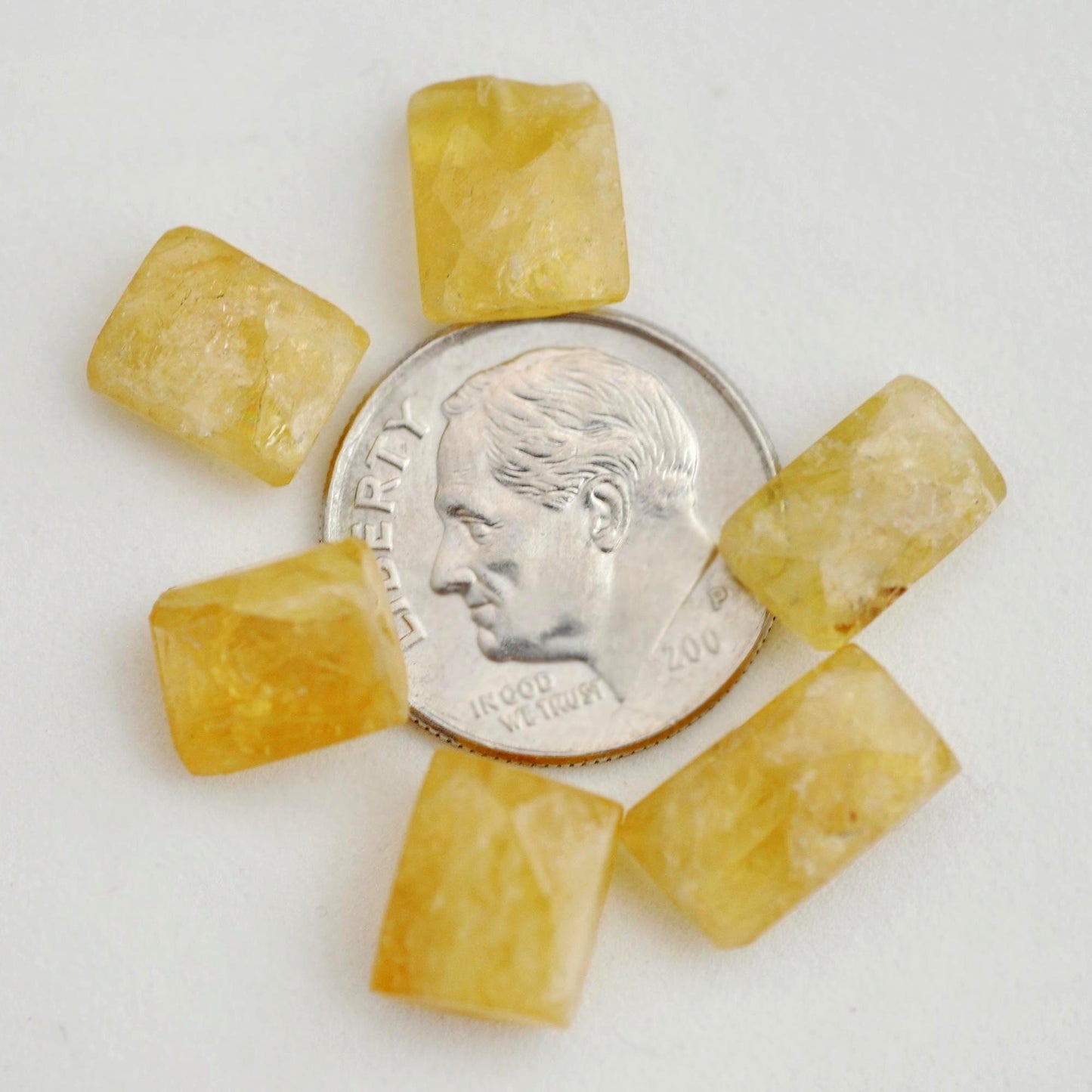 D118 - Loose Yellow Beryl or Heliodor Beads, Rectangular Aquamarine Gemstones.
