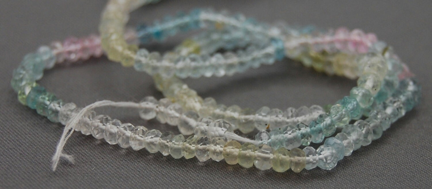 D126 - Loose Gemstone Beads, Multi-Color Aquamarine Bead Strand